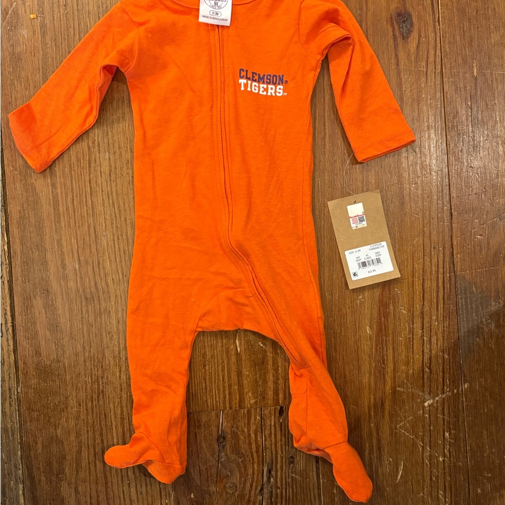 Rivalry Threads Orange Clemson Tigers Baby Footed One-Piece